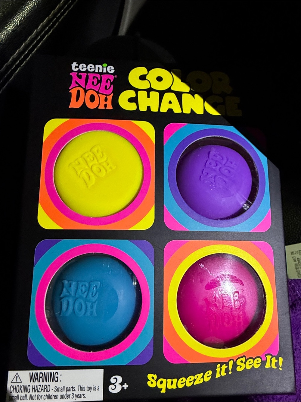 Teenie Nee Doh Color-Change Squeeze Balls - Yellow, Purple, Blue, Pink